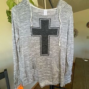Long sleeve cross hoodie shirt